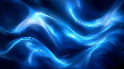 Obraz premium Abstract Blue Background with Wavy Lines and Glowing Lights