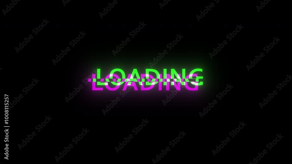 Poster loading animation with glitch effect in rgb. perfect for video games, digital media, and game design