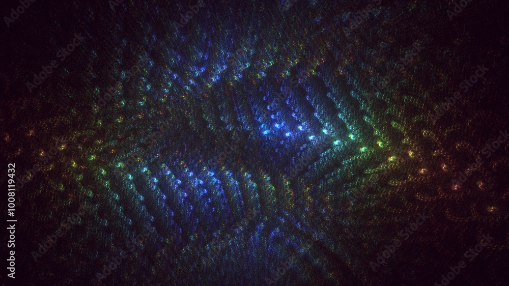 Poster 3d manual rendering abstract blue fractal light background. its not ai generatd illustration.