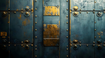 Dark Blue Metal Panel with Gold Accents - Illustration