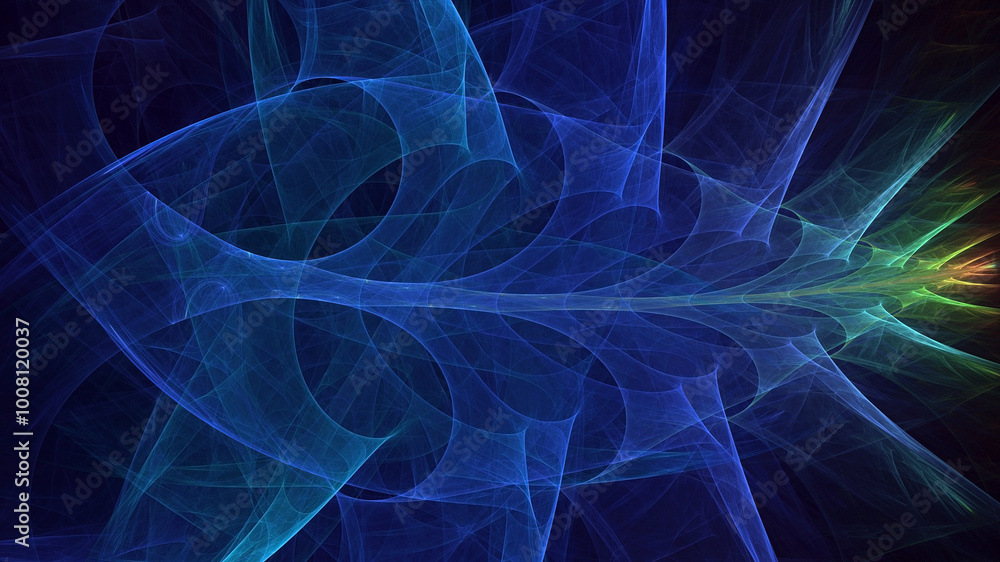 Poster 3d manual rendering abstract blue fractal light background. its not ai generatd illustration.
