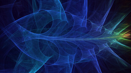 3D manual rendering abstract blue fractal light background. Its not AI Generatd illustration.
