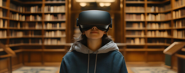 Young Student Exploring Historical Events Through Immersive Virtual Learning