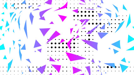 Vector illustration. Colorful dotted seamless pattern on bright background with triangle elements. Design for background, wallpaper, poster, banner, album, cover.