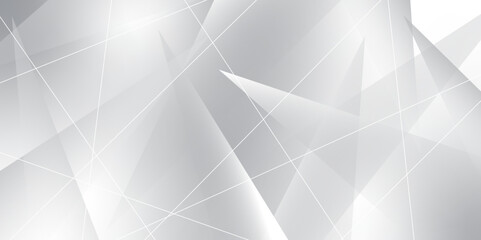 Abstract grey gradient triangle background with white stoke. Modern Style Triangle Shaped Translucent Overlapping Planes Geometric abstract background for business banner Design Template., vector. 
