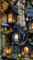 Obraz premium set of Enchanted halloween houses, Halloween elements, Happy Halloween