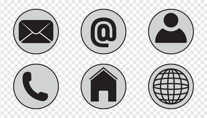 Business card icon set in line style. Contact information, Home, Phone, Location, Address, Website, mail, fax, user simple black style symbol sign for apps and website, vector illustration.