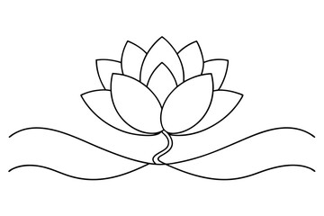 Elegant Lotus Line Art Vector