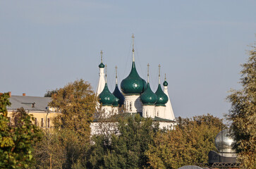 Yaroslavl, Yaroslavl region, Russia - 15.09.2024. The Church of the Origin of the Honest Trees of the Holy Cross, which is in the City