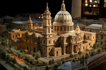 Obraz premium A stunning miniature representation of St. Pauls Cathedral reveals its architectural beauty and elaborate details during an exhibition in London