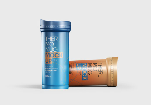 Thermos Cup Mockup for Cafe Branding and Beverage Packaging