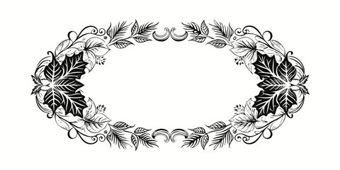 Elegant Black and White Floral Frame Design Illustration.