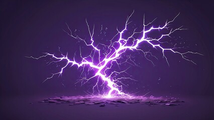 Obraz premium Vector animation of thunderbolt strikes, featuring purple lightning and electric discharge effects, captured in a sprite sheet with transparent background.