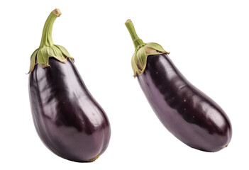 two eggplants isolated on transparent background