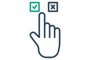 Choices icon. line icon style. hand touch with cross mark. icon related to online course. education elements vector illustration