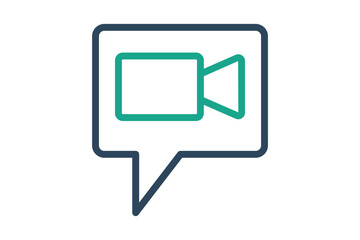 Video call icon. line icon style. video camera with chat. icon related to online course. education elements vector illustration