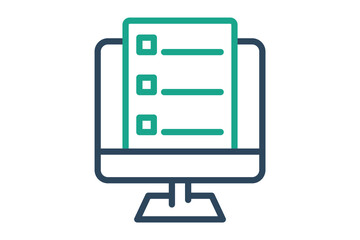 Registration icon. line icon style. monitor with document. icon related to online course. education elements vector illustration
