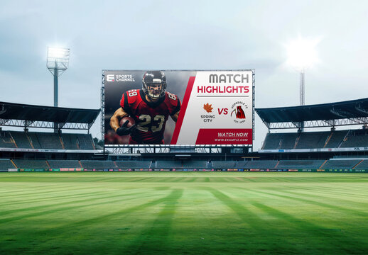 Screen Football Stadium Display Mockup With Generative AI