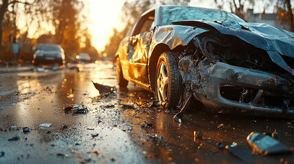 Car Accident Damage Close-Up