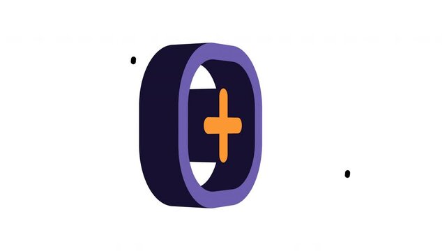Purple rounded square with orange plus sign on white background, suitable for design elements, web icons, social media graphics, branding.