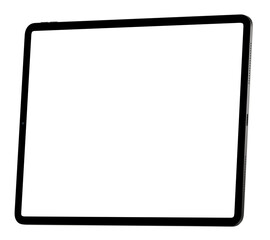 Mockup template for black tablet PC. Isometric style view, PNG and without background
