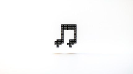 Obraz premium Pixel art musical note floating on white background
