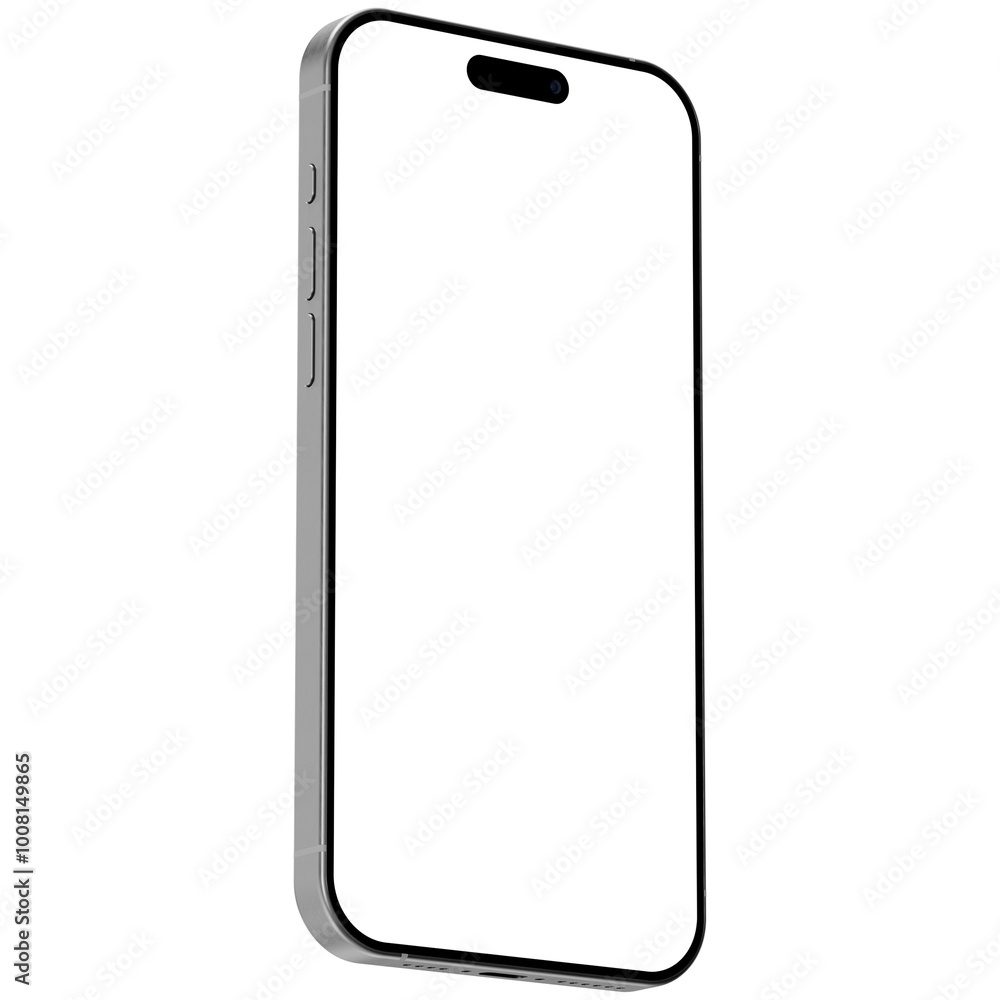 Canvas Prints isolated isometric style mockup template of white titanium smartphone. with no background