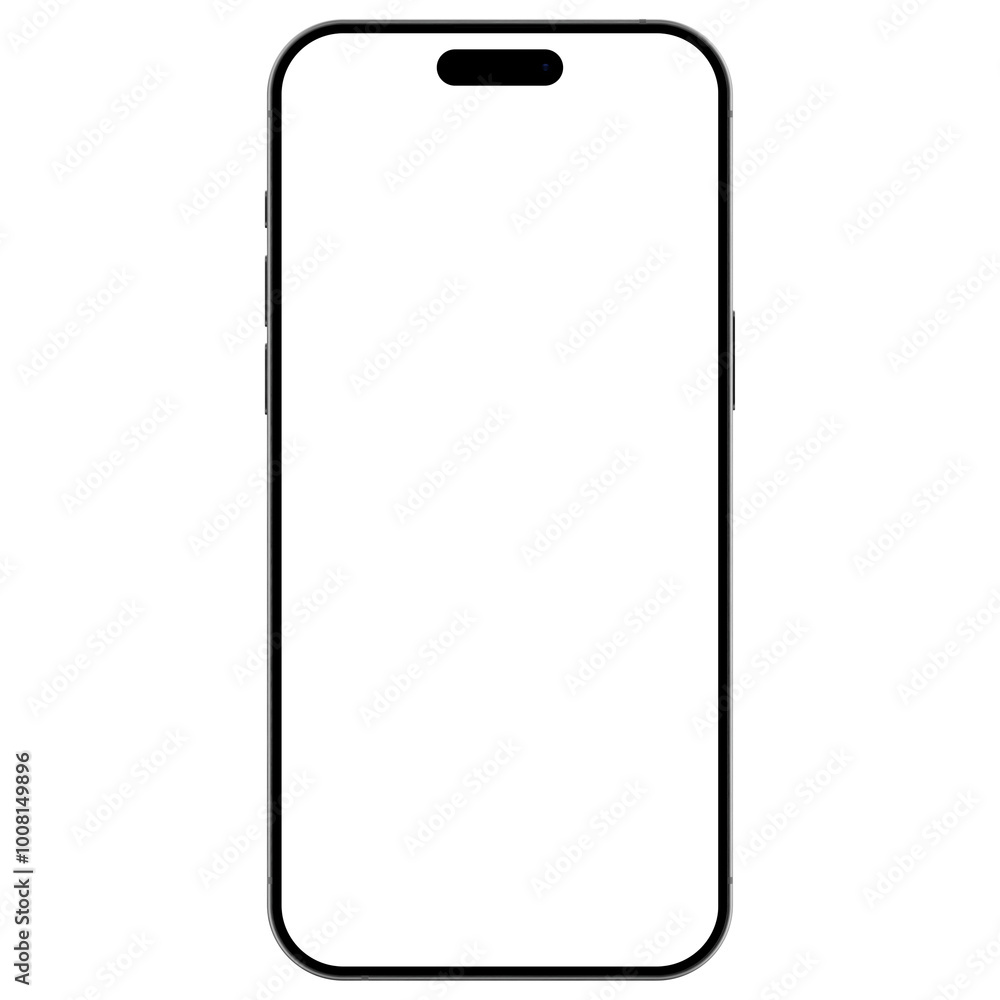 Wall mural front view of mockup template of white titanium smartphone. with no background