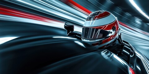 Fototapeta premium a person in a helmet and helmet driving a car