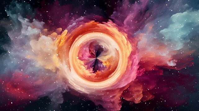 Flying Into Massive Colorful Nebula Worm Hole In The Deep Space Universe