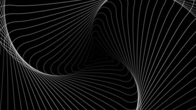 Abstract white line rounded with black background 4k animated video