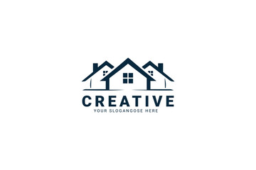 Modern logo design featuring houses and creative branding elements