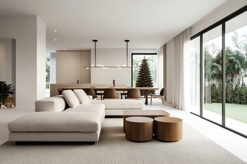 Modern living room with cozy furniture, bright natural light, and elegant decor creating a warm and inviting atmosphere.