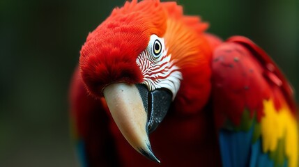 Obraz premium Close Up of a Scarlet Macaw Showcasing its Vibrant Feathers