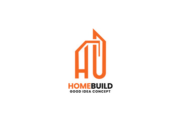 Home construction logo featuring a modern design in orange and black