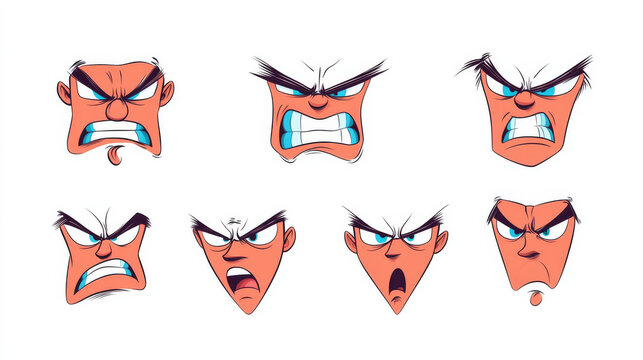 A set of cartoon faces expressing anger and frustration.