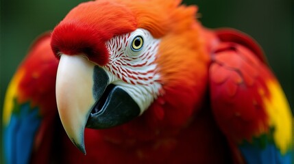 Obraz premium Close Up of a Scarlet Macaw Showcasing its Vibrant Feathers