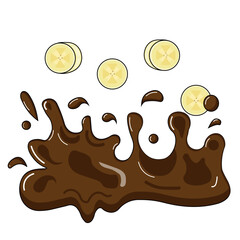 Banana Slices Falling Into Chocolate Splash Illustration