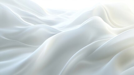 Fototapeta premium Soft white fabric draping elegantly, creating smooth waves of texture and light