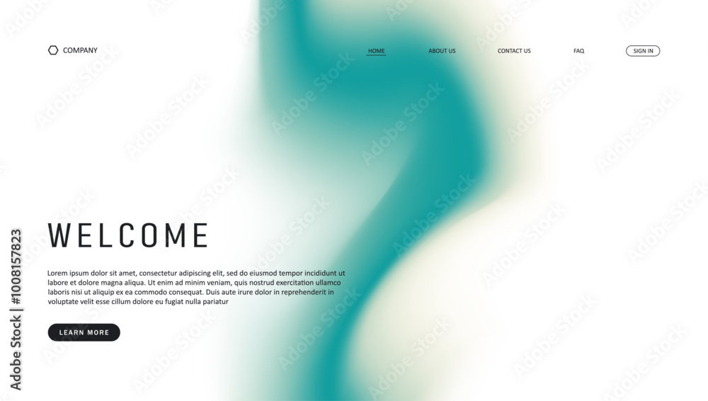 Poster abstract wave futuristic design of landing page. retro gradient mesh website design