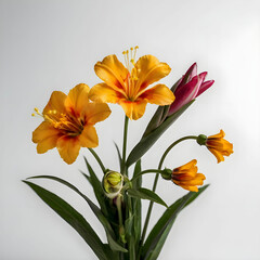 Naklejka premium summer beautiful flowers on white background