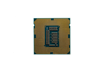 Computer processor CPU chip isolated on white background.