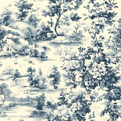 Vintage Toile de Jouy Seamless Pattern Design