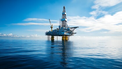 Offshore Oil Rig Under a Blue Sky