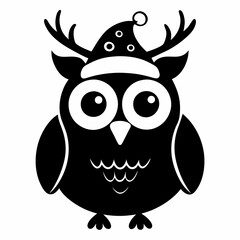 Cute Christmas Kids Owl Black silhouette