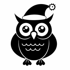 Cute Christmas Kids Owl Black silhouette