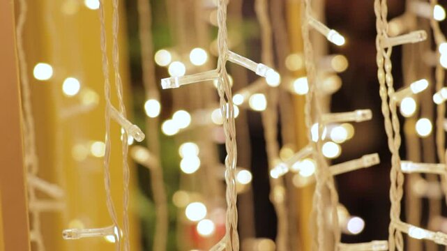 Sparkling fairy lights holiday background, bokeh background establisher