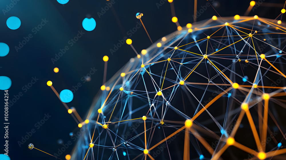 Poster sphere with connecting points. global connection technology. the accumulation of information. 3d ren