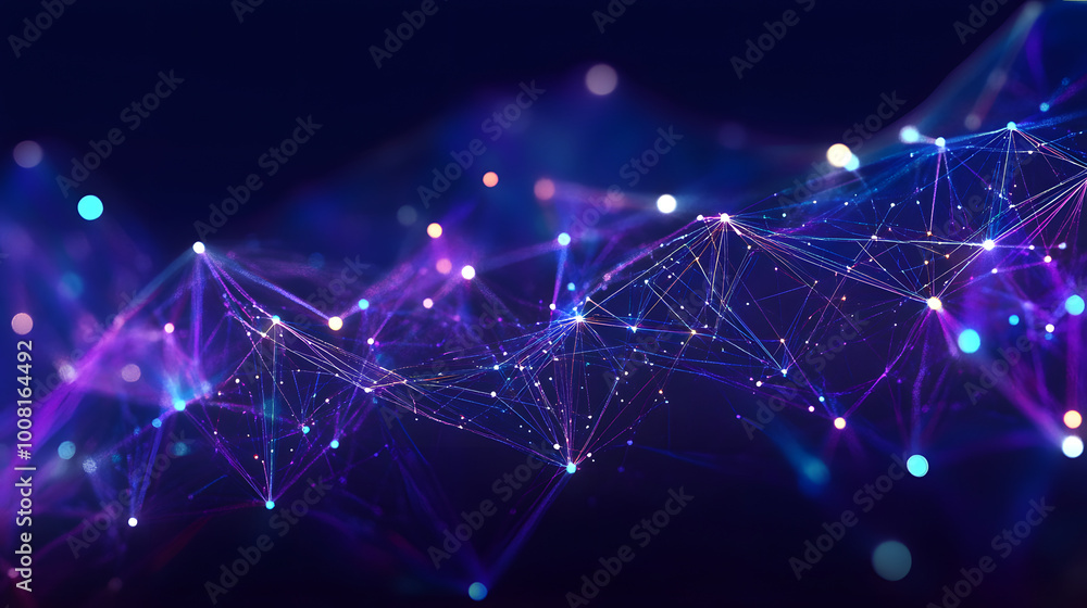 Aufkleber abstract background with interweaving of colored lines and dots. network connection structure. data 
