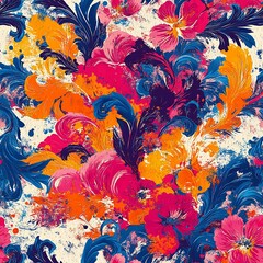 Vibrant Psychedelic Floral Pattern Design